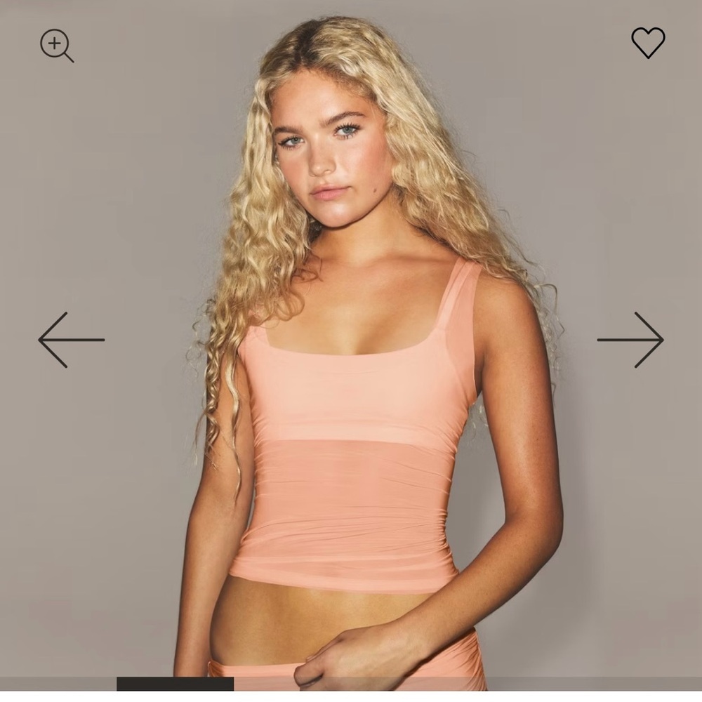 SKIMS Peach Fitted Square-Neck Tank